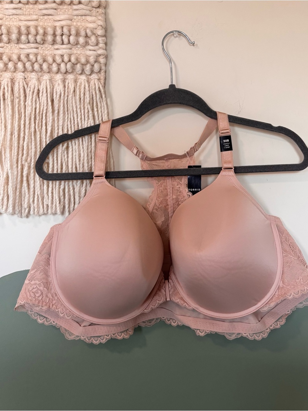 torrid Blush Pink Lace-Back Padded Racerback Bra New
